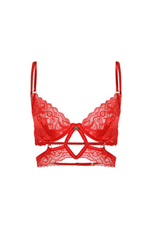 Eclatant Kırmızı Dantelli Büstiyer Sütyen