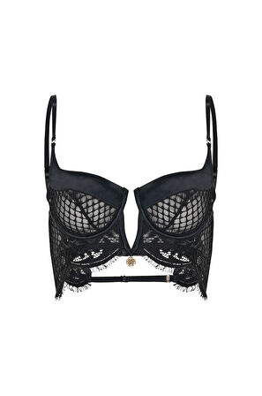 Calla Lily Siyah Dantelli Korseli Sütyen