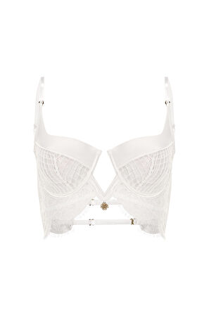 Calla Lily Beyaz Dantelli Korseli Sütyen