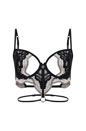 Sensure Siyah Dantelli Dekolteli Büstiyer Sütyen