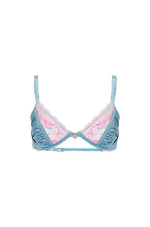 Blume Turkuaz Saten Dantel Detaylı Balconette