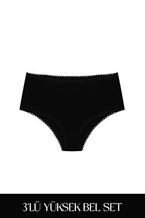 Cotvie 3 Renk ESK Pamuklu Yüksek Bel 3'lü Set Külot