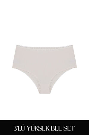 Cotvie 3 Renk ESK Pamuklu Yüksek Bel 3'lü Set Külot