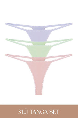 Cotvie 3 Renk LMG Pamuklu Tanga 3'lü Set Külot