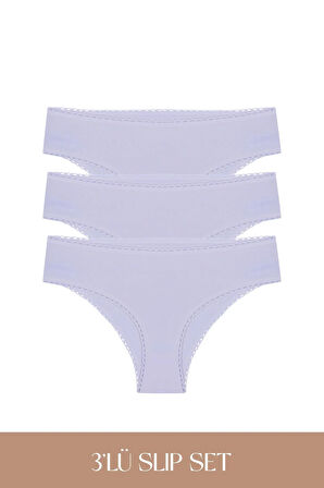 Cotvie Lila Pamuklu Slip 3'lü Set Külot