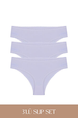 Cotvie Lila Pamuklu Slip 3'lü Set Külot