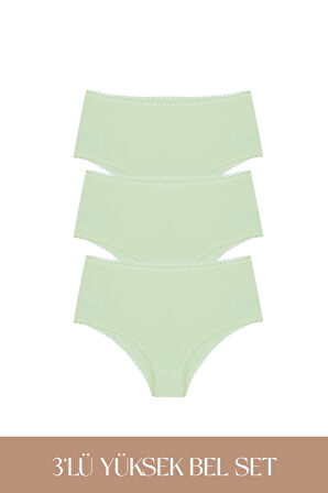Cotvie Mint Pamuklu Yüksek Bel 3'lü Set Külot