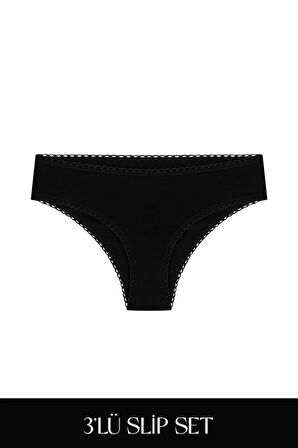 Cotvie Siyah Pamuklu 4'lü Tatil Külot Seti