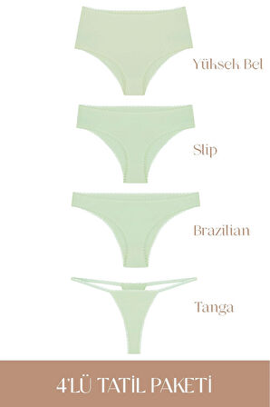 Cotvie Mint Pamuklu 4'lü Tatil Külot Seti