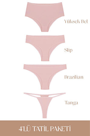 Cotvie Gül Kurusu Pamuklu 4'lü Tatil Külot Seti