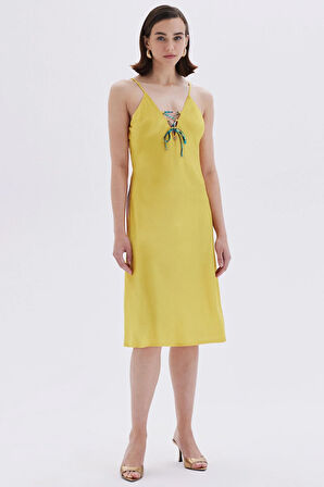 Monet's Bond Hardal Askılı Uzun Saten Gecelik