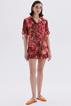 Seille Desenli Kısa Saten Pijama Takımı