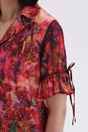 Seille Desenli Kısa Saten Pijama Takımı