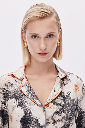 Ely Desenli Uzun Viskon Pijama Takımı