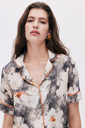 Ely Desenli Kısa Viskon Pijama Takımı