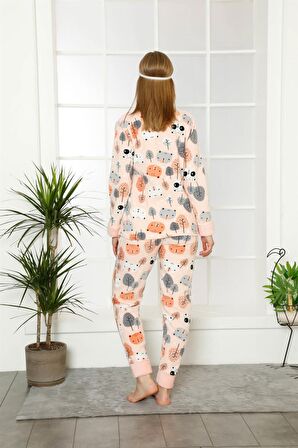 Akbeniz Welsoft Polar Kadın Manşetli Pijama Takımı 8406