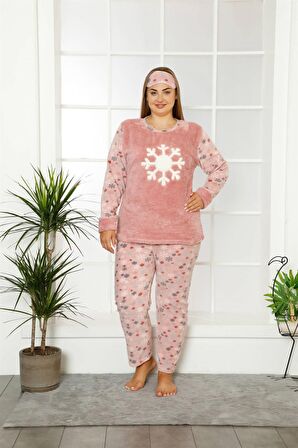 Akbeniz Welsoft Polar Kadın Büyük Beden Pijama Takımı 808016