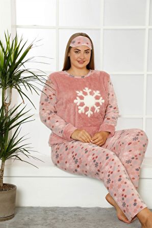 Akbeniz Welsoft Polar Kadın Büyük Beden Pijama Takımı 808016