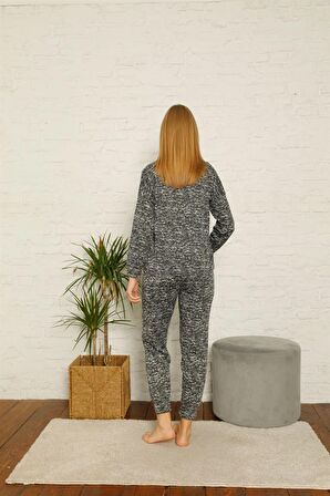 Akbeniz Kadın %100 Pamuk Penye Kışlık Pijama Takımı 3435