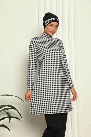 Akbeniz Tam Tesettür Dijital Desenli Mayo 31040