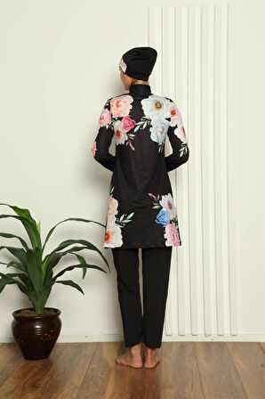 Akbeniz Tam Tesettür Dijital Desenli Mayo 31045