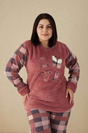 Akbeniz Welsoft Polar Kadın Büyük Beden Pijama Takımı 808031