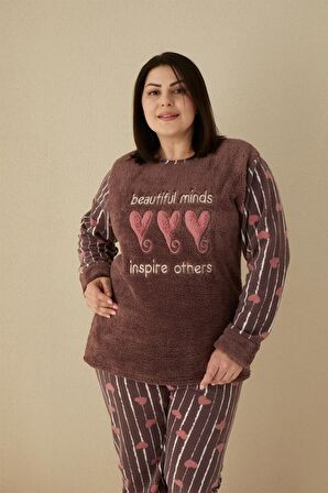 Akbeniz Welsoft Polar Kadın Büyük Beden Pijama Takımı 808037