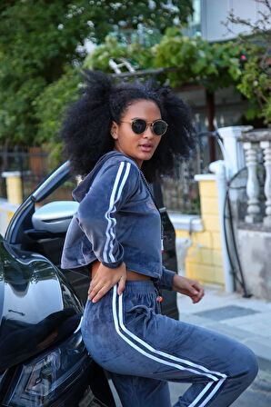 Akbeniz Kadın Kadife Kapşonlu Eşofman Takım 9054