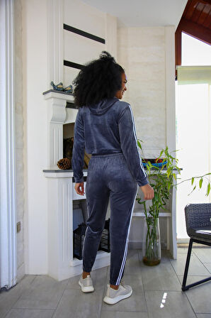 Akbeniz Kadın Kadife Kapşonlu Eşofman Takım 9054