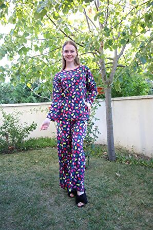Akbeniz Kadın Penye Bol Paça Pijama Takım 4123