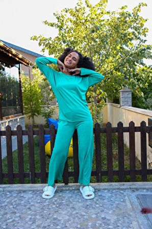 Akbeniz Kadın Penye Bol Paça Pijama Takım 4124