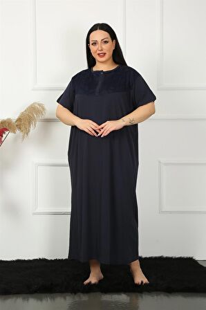 Akbeniz Big Dantelli Kısa Kol Lacivert Anne Gecelik 1348