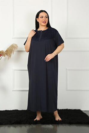 Akbeniz Big Dantelli Kısa Kol Lacivert Anne Gecelik 1348