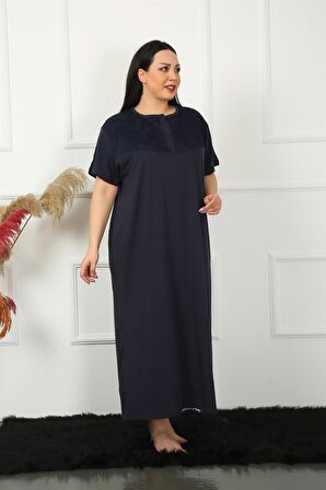 Akbeniz Big Dantelli Kısa Kol Lacivert Anne Gecelik 1348