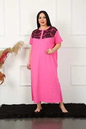 Akbeniz Big Dantelli Kısa Kol Fuşya Anne Gecelik 1348