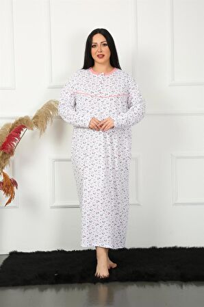 Akbeniz Big Uzun Kol Beyaz Anne Gecelik 1356