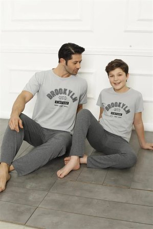 Akbeniz Baba Oğul Gri Aile Pijama Takım Ayrı Ayrı Satılır 50102