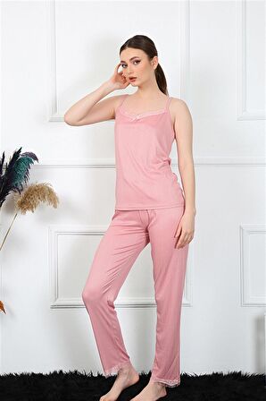 Akbeniz Kadın İp Askılı Somon Pijama Takım 4136
