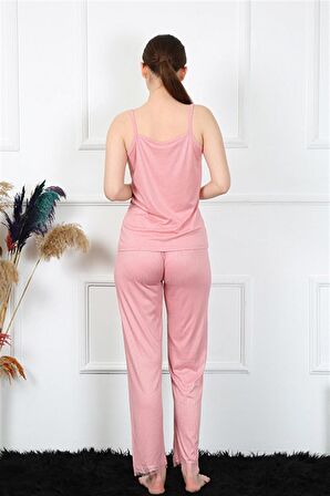 Akbeniz Kadın İp Askılı Somon Pijama Takım 4136