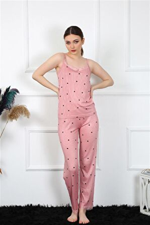 Akbeniz Kadın İp Askılı Somon Pijama Takım 4138