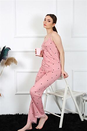Akbeniz Kadın İp Askılı Somon Pijama Takım 4138