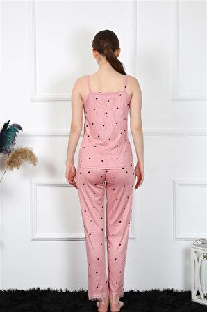 Akbeniz Kadın İp Askılı Somon Pijama Takım 4138