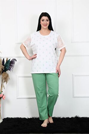 Akbeniz Kadın 5XL-6XL-7XL-8XL Büyük Beden Kısa Kol Pijama Takım 75001