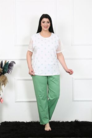 Akbeniz Kadın 5XL-6XL-7XL-8XL Büyük Beden Kısa Kol Pijama Takım 75001