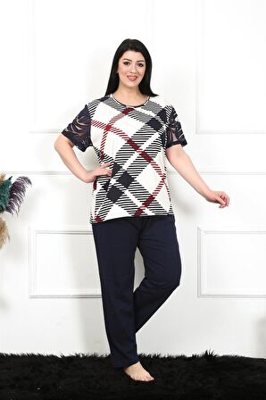 Akbeniz Kadın 5XL-6XL-7XL-8XL Büyük Beden Kısa Kol Pijama Takım 75003