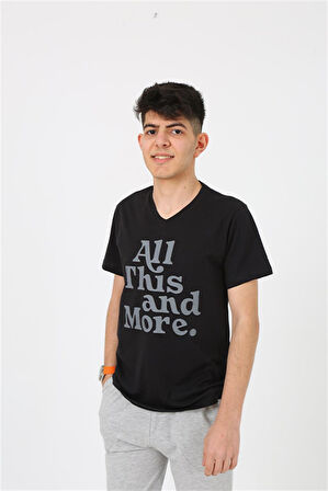 Akbeniz Erkek Genç Garson Boy Kısa Kol Siyah Penye Şortlu Pijama Takımı 20377