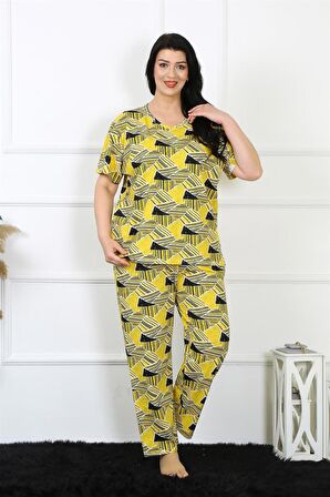 Akbeniz Kadın 5XL-6XL-7XL-8XL Büyük Beden Kısa Kol Pijama Takım 75007