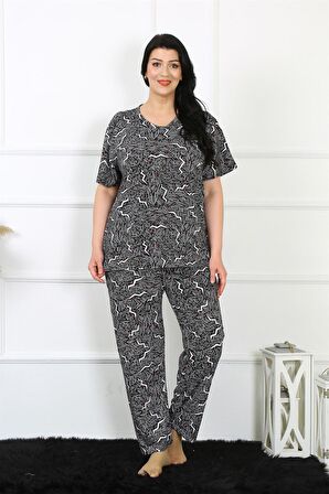 Akbeniz Kadın 5XL-6XL-7XL-8XL Büyük Beden Kısa Kol Pijama Takım 75011