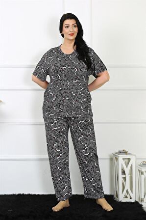 Akbeniz Kadın 5XL-6XL-7XL-8XL Büyük Beden Kısa Kol Pijama Takım 75011