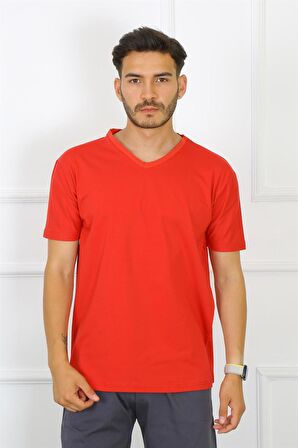 Akbeniz Erkek Kırmızı %100 Pamuklu T-Shirt 27486